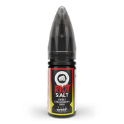 Bottle of Sweet Strawberry Riot Squad Punx Nic Salts with vibrant red packaging accented by strawberry graphics, featuring bold 'Punx' branding and nicotine strength options (5 mg, 10 mg, 20 mg), designed for nicotine salt vape devices.